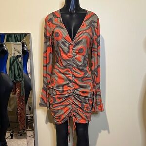 Orange and Brown Patterned Dress